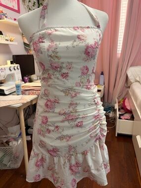 Floral Ruffle Mini Dress - Pink